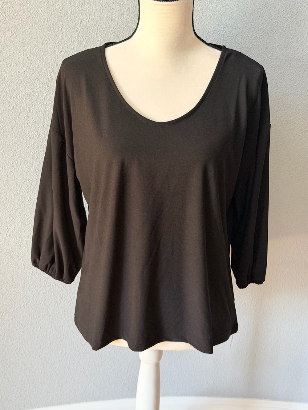 PREMISE NWT Black V-Neck Balloon Sleeve Blouse Top XL